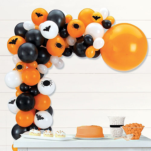 DIY Black & Orange Spooky Halloween Balloon Backdrop Kit, 3pc Image #4