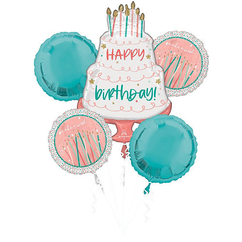 Nav Item for Premium Happy Cake Day Birthday Foil & Plastic Balloon Bouquet, 7pc Image #2