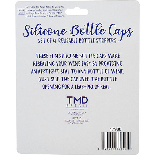Blue & Pink Cheers! Silicone Bottle Caps, 4ct Image #4