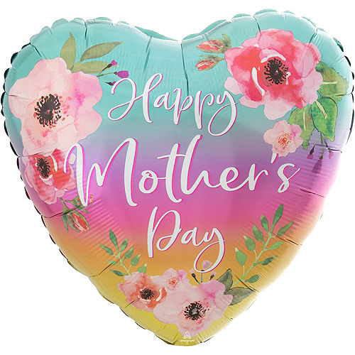 Nav Item for Ombre Floral Happy Mother's Day Heart Foil Balloon, 28in Image #1