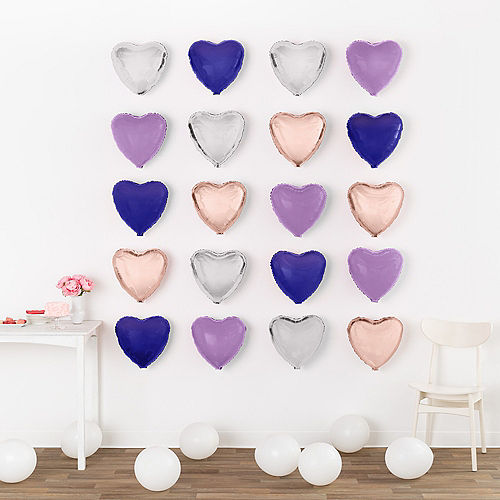Nav Item for DIY Air-Filled Purple, Rose Gold & Silver Heart Balloon Wall Frame Kit, 20pc Image #1