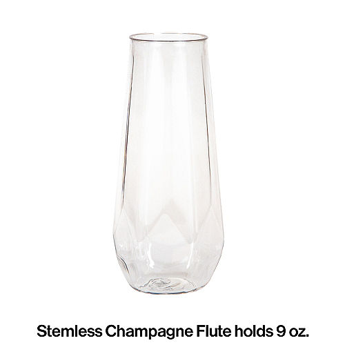 Faceted Clear Plastic Stemless Champagne Flutes, 9oz, 4ct Image #2