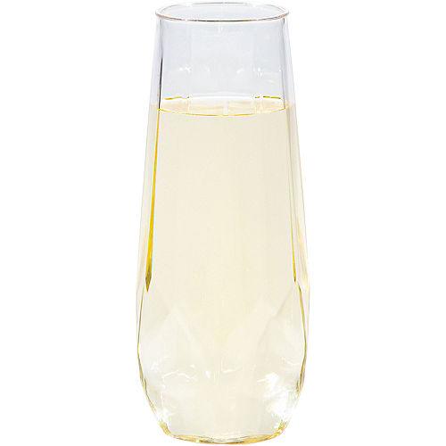 Nav Item for Faceted Clear Plastic Stemless Champagne Flutes, 9oz, 4ct Image #3