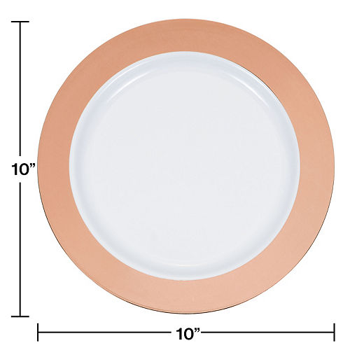 Rose Gold Border Premium Plastic Dinner Plates, 10in, 10ct Image #2