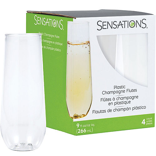 Clear Plastic Stemless Champagne Flutes, 9oz, 4ct Image #1