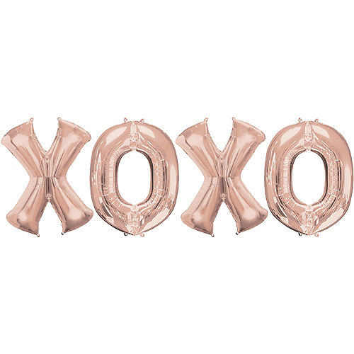 Rose Gold XOXO Balloon Phrase, 34in Letters Image #1
