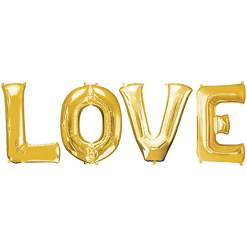 Nav Item for Gold Love Balloon Phrase, 34in Letters Image #1