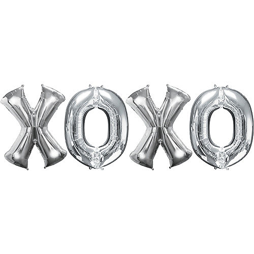 Nav Item for Silver XOXO Balloon Phrase, 34in Letters Image #1