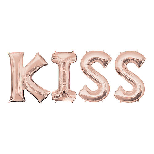 Nav Item for Rose Gold Kiss Balloon Phrase, 34in Letters Image #1