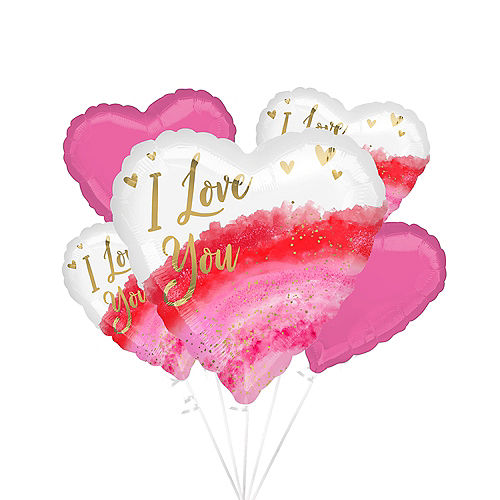 Nav Item for Geode Hearts Valentine Balloon Bouquet, 5pc Image #1