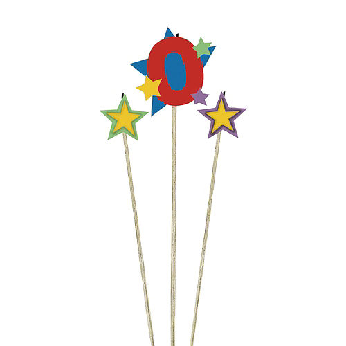 Number 0 Star Birthday Toothpick Candle Set 3pc Image #1