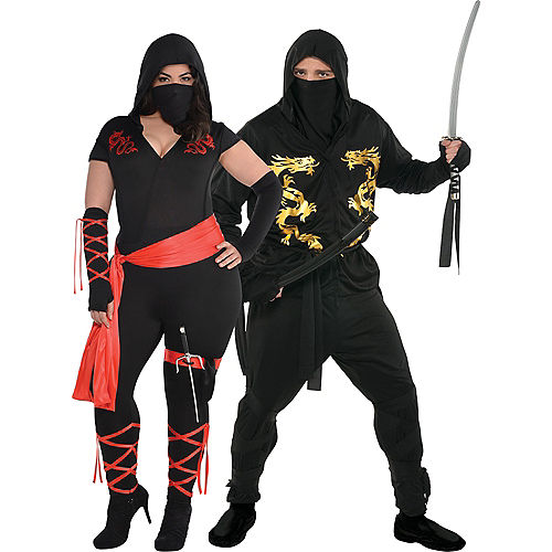 Adult Ninja Couples Costumes Plus Size Image #1