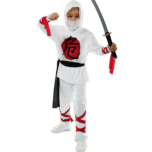 Nav Item for Boys White Warrior Ninja Costume Image #1