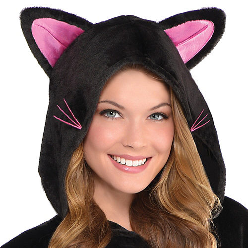 Adult Zipster Black Cat One Piece Costume Image #3