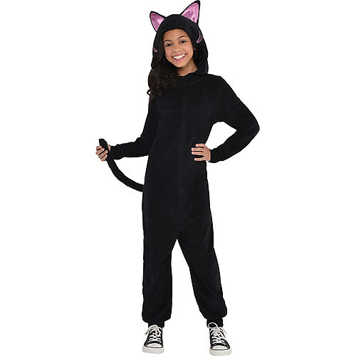 Nav Item for Girls Zipster Black Cat One Piece Costume Image #1