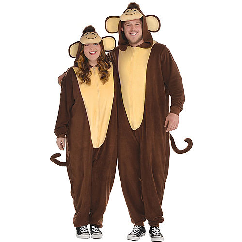 Nav Item for Adult Zipster Monkey One Piece Costume Plus Size Image #1