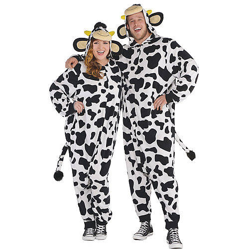 Adult Zipster Cow One Piece Costume Plus Size Image #1