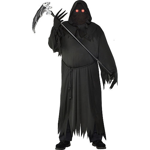 Mens Light-Up Glaring Grim Reaper Costume Plus Size Image #1