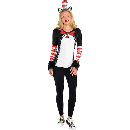 Adult Cat in the Hat Long-Sleeve Costume - Dr. Seuss Image #1