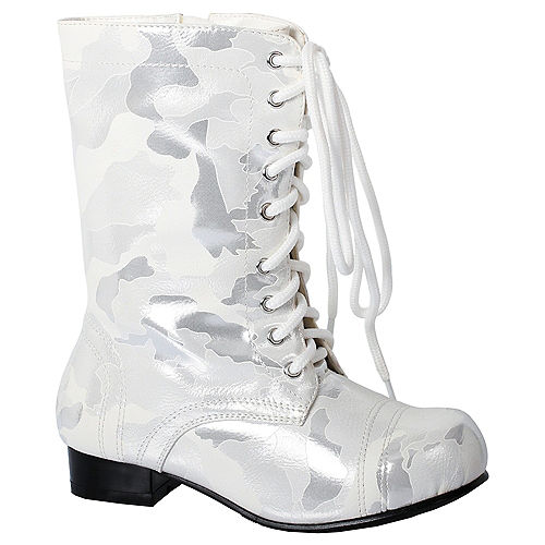 Girls White Viva Combat Boots Image #1