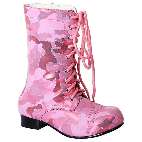 Girls Pink Viva Combat Boots Image #1