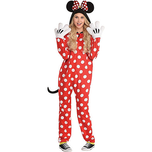 Adult Zipster Red Polka Dot Minnie Mouse One Piece Costume - Disney Image #1