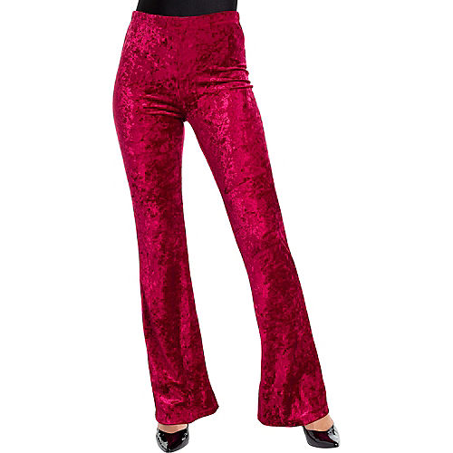 Nav Item for Adult Red Crushed Velvet Flare Pants Image #1