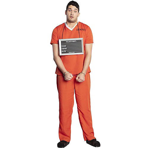 Nav Item for Men's Orange Prisoner Plus Size Costume Image #4