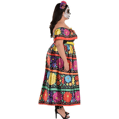 Nav Item for Sugar Skull Beauty Plus Size Costume for Adults - Day of the Dead Image #3