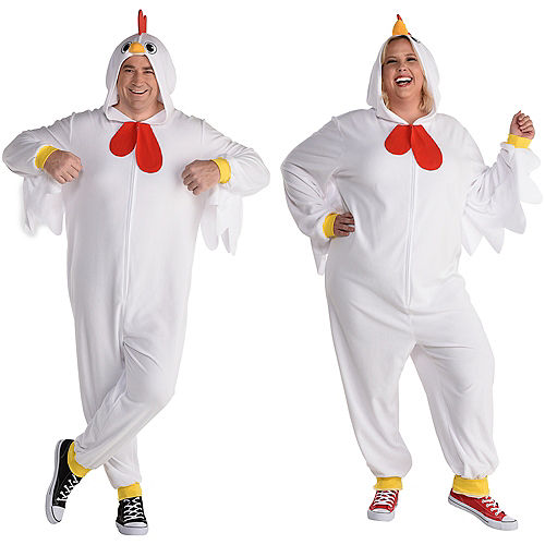 Nav Item for Adult Chicken One Piece Zipster Costume - Plus Size Image #1