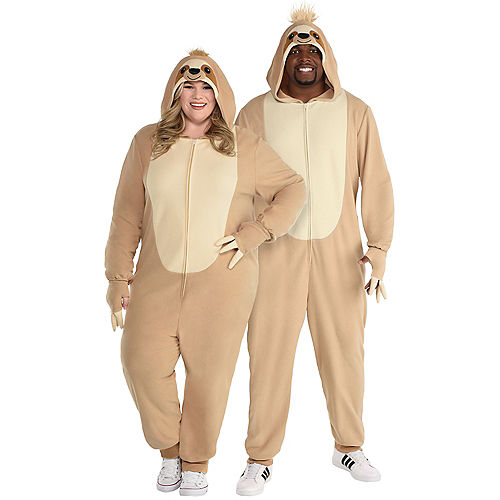 Nav Item for Adult Sloth One Piece Zipster Costume - Plus Size Image #1