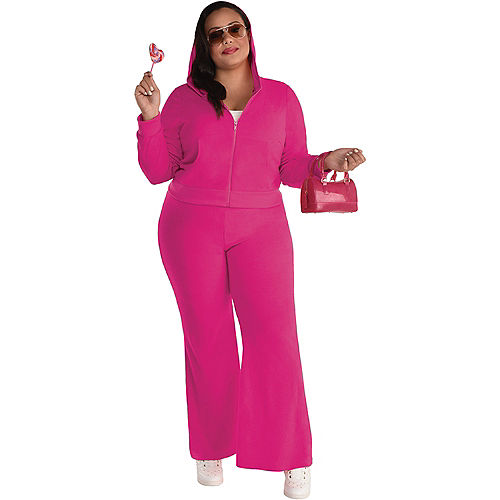 Adult Pink Couture Cutie Velour Tracksuit Costume - Plus Size Image #1