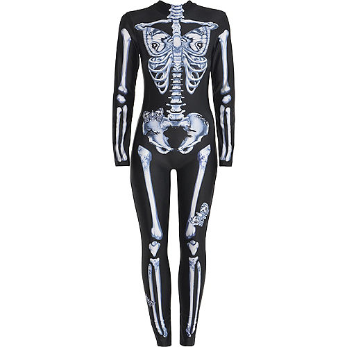 Black & White Skeleton Catsuit with Butterflies for Adults Image #2