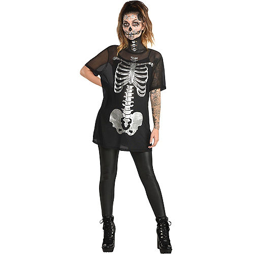 Metallic Skeleton Mesh T-shirt Dress for Adults Image #1