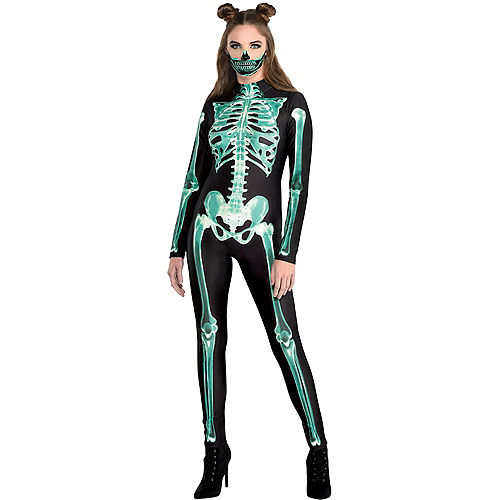 Glow-in-the-Dark Skeleton Catsuit for Adults Image #1