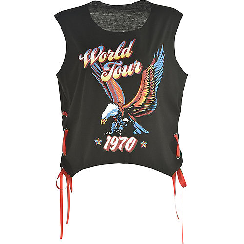 Nav Item for Black 70s Rock World Tour Sleeveless Lace-Up T-Shirt for Adults Image #2