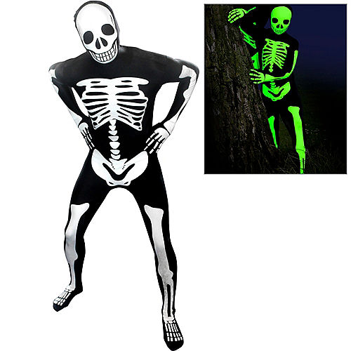 Adult Glow-in-the-Dark Skeleton Morphsuit Costume Image #1