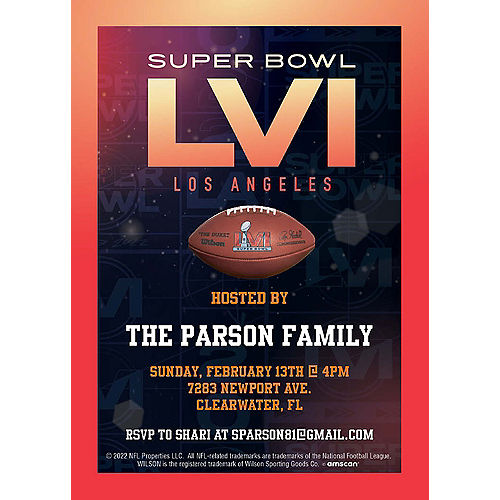 Custom Super Bowl LVI Cardstock Invitations Image #1